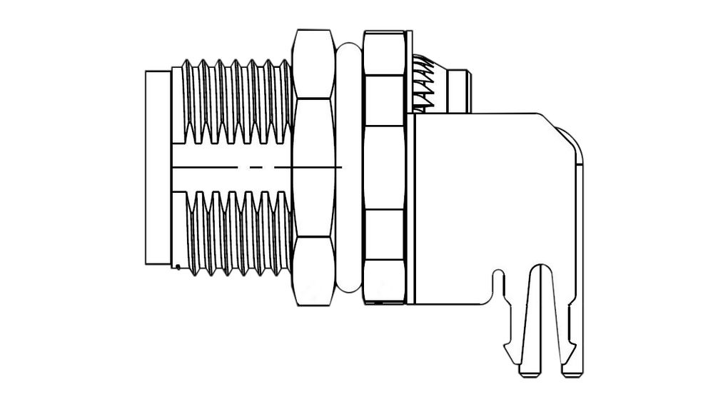 Circular Connector, M8, Socket, Straight, Poles - 4, PCB Terminal, Panel Mount